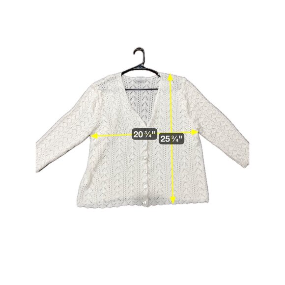 Vintage Just For Women White Crochet Button-Up Cardigan Sweater Sz 1X - Picture 8 of 10